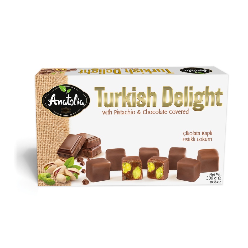 Anatolia Turkish Delight Pistasch med Choklad 300 gr*12 stk