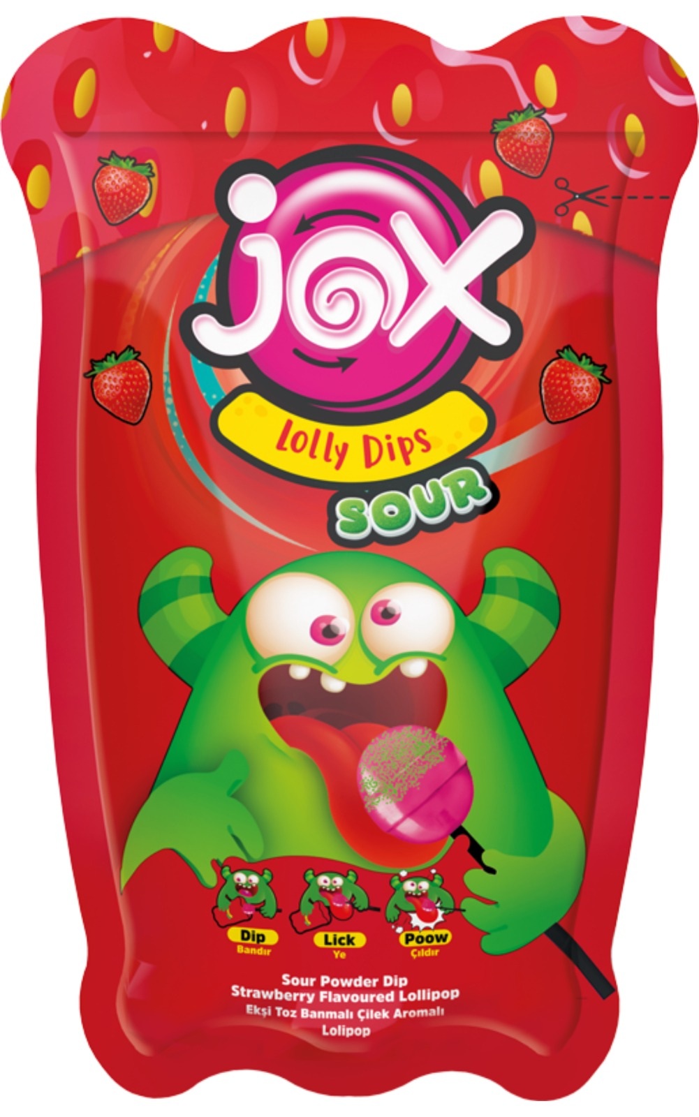 Durukan Jox Lolly Dips Sour- Strawberry 12 g (24stk*8disp)