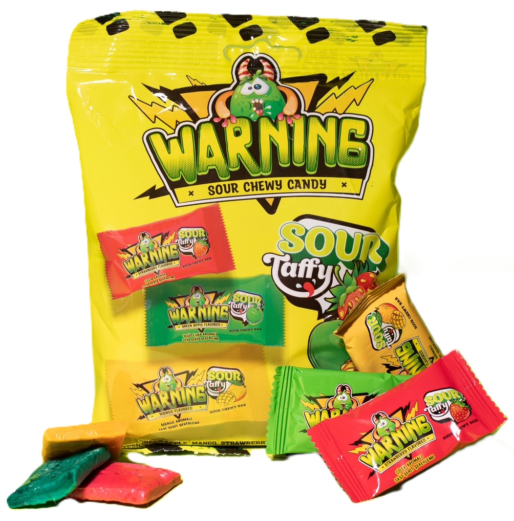 Durukan Warning Sour Taffy Disp ( Mult-8;5g*12) 24 stk