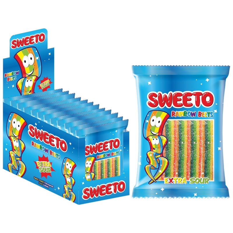 Sweeto Rainbow Belts Extra Sour 80g(12stk*8Dips)96stk