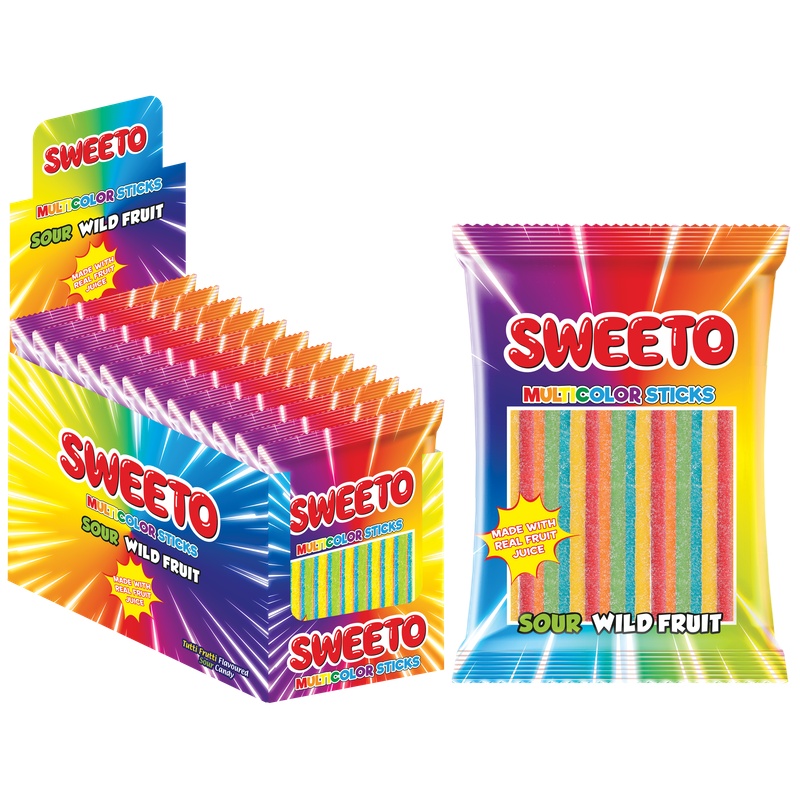 Sweeto Multicolor Sticks Sour Wild Fruit 80g(12stk*8Dips)