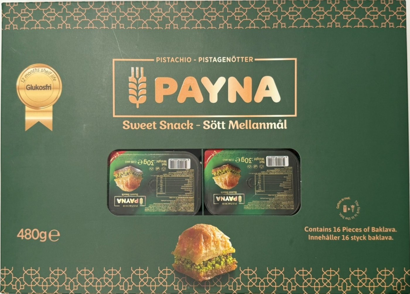 Payna Turkish Baklava med Pistasch 480 gr * 20 stk