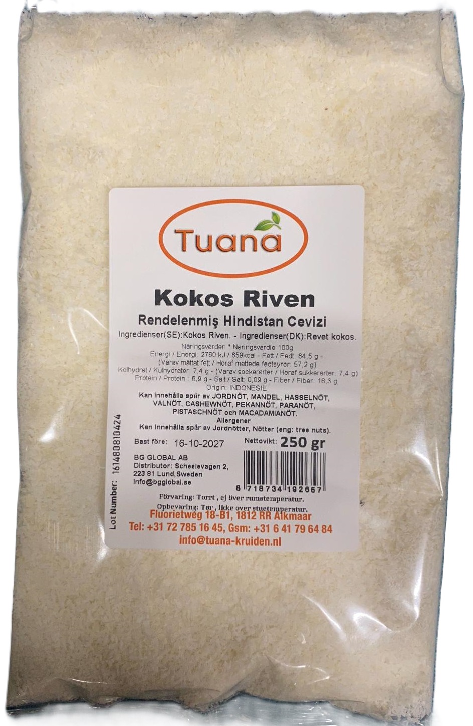 Tuana Kokos Riven 250 g*20 stk