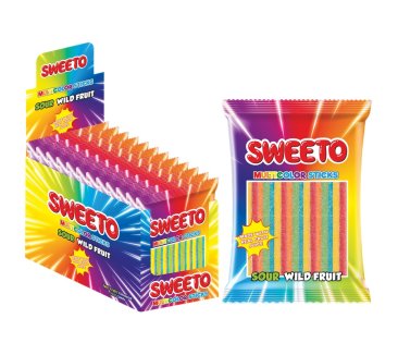 Sweeto Multicolor Sticks Sour Wild Fruit 80g(12stk*8Dips)
